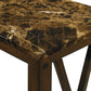 Elena 24 Inch Narrow Side Table Lower Slatted Shelf Faux Marble Brown By Casagear Home BM306721