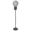 Febe 65 Inch Floor Lamp, Large Bulb Shade, Glass, Metal, Black Nickel By Casagear Home