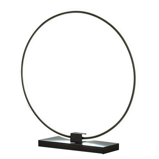 Sine 21 Inch Table Lamp, Modern Circle Ring LED, Sleek Black Metal Base By Casagear Home