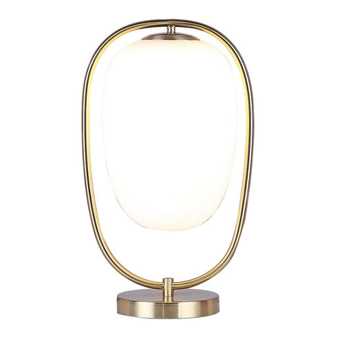 Raze 17 Inch Table Lamp, LED Light, Modern Globe Shade, Metal Body, Brass By Casagear Home