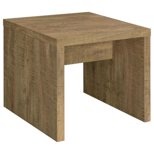 Nette 24 Inch End Table with Rough Hewn Saw Marks, Wood, Natural Brown By Casagear Home