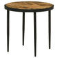 21 Inch Side End Table, Round Top, Black Tapered Legs, Mango Wood, Brown By Casagear Home