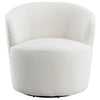 30 Inch Swivel Accent Chair, Barrel Inspired Design, Faux Sheepskin, White By Casagear Home