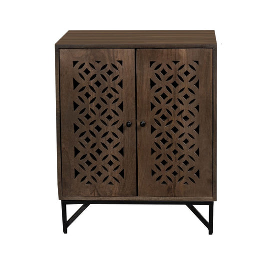 28 Inch Accent Cabinet Console with 2 Doors, Mango and MDF Wood, Brown By Casagear Home