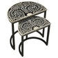 2 Piece Nesting End Tables with Half Moon Tabletops, Bone Inlay, Black By Casagear Home