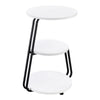 26 Inch Side End Table, 3 Tier Design, Black Metal Frame, White Finish By Casagear Home