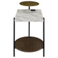 26 Inch Side End Table, 3 Tier Design, USB Port, White, Black, and Brown By Casagear Home