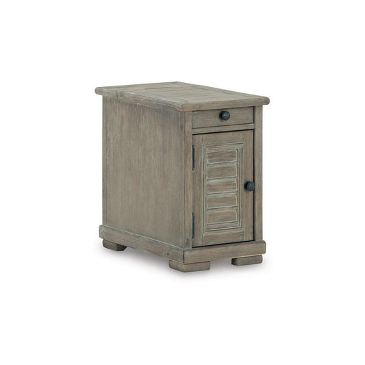 24 Inch Side End Table, 1 Drawer, Single Door Cabinet, Glazed Bisque By Casagear Home
