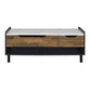 47 Inch Coffee Table, Faux Marble Finished Top, Lift Top, Brown, Black By Casagear Home