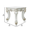 Jess 26 Inch Side End Table, Traditional Scrolled Legs, Brushed Gold, White By Casagear Home