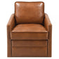 Roco 34 Inch Accent Chair with Swivel, Faux Leather Upholstery, Brown  By Casagear Home
