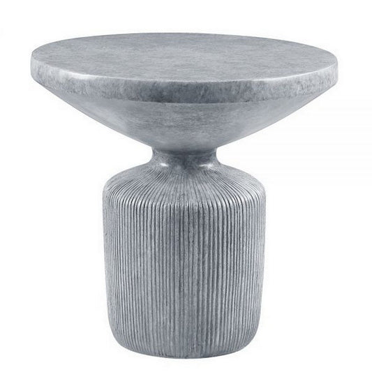 Lylie 30 Inch Side End Table, Round Naturalistic Design, Gray Cement By Casagear Home
