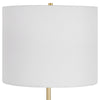 Lily 28 Inch Accent Lamp, White Round Hardback Drum Shade, Black, Gold By Casagear Home