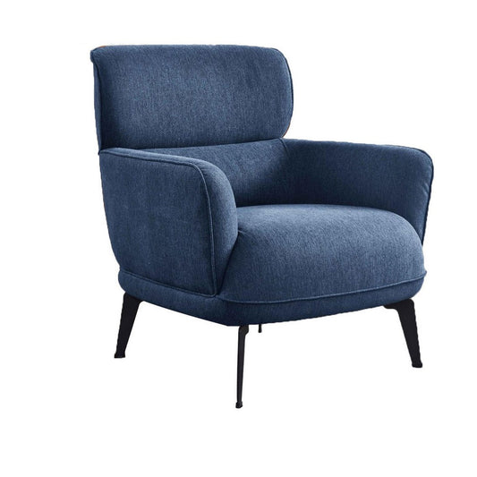 Dup 34 Inch Accent Chair, Cushioned Seat, Rounded Track Arms, Muted Blue By Casagear Home