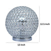 Hazel 13 Inch Table Lamp, Crystal, LED Globe Shade, Metal, Clear Finish By Casagear Home