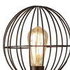 26 Inch Table Lamp, Industrial Wire Cage Shade, Metal, Antique Bronze  By Casagear Home