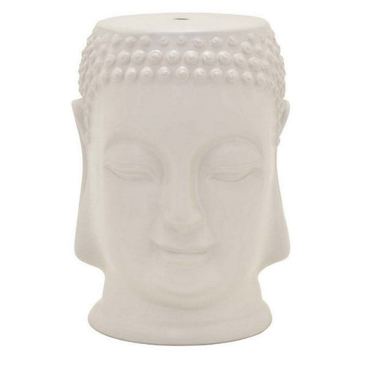 Suny 18 Inch Buddha Plant Stand Table, Figurine, White, Transitional Style By Casagear Home