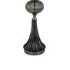 Ore 25 Inch Table Lamp, Black Drum Shade, Trumpet Glass Base, Ball Accent By Casagear Home
