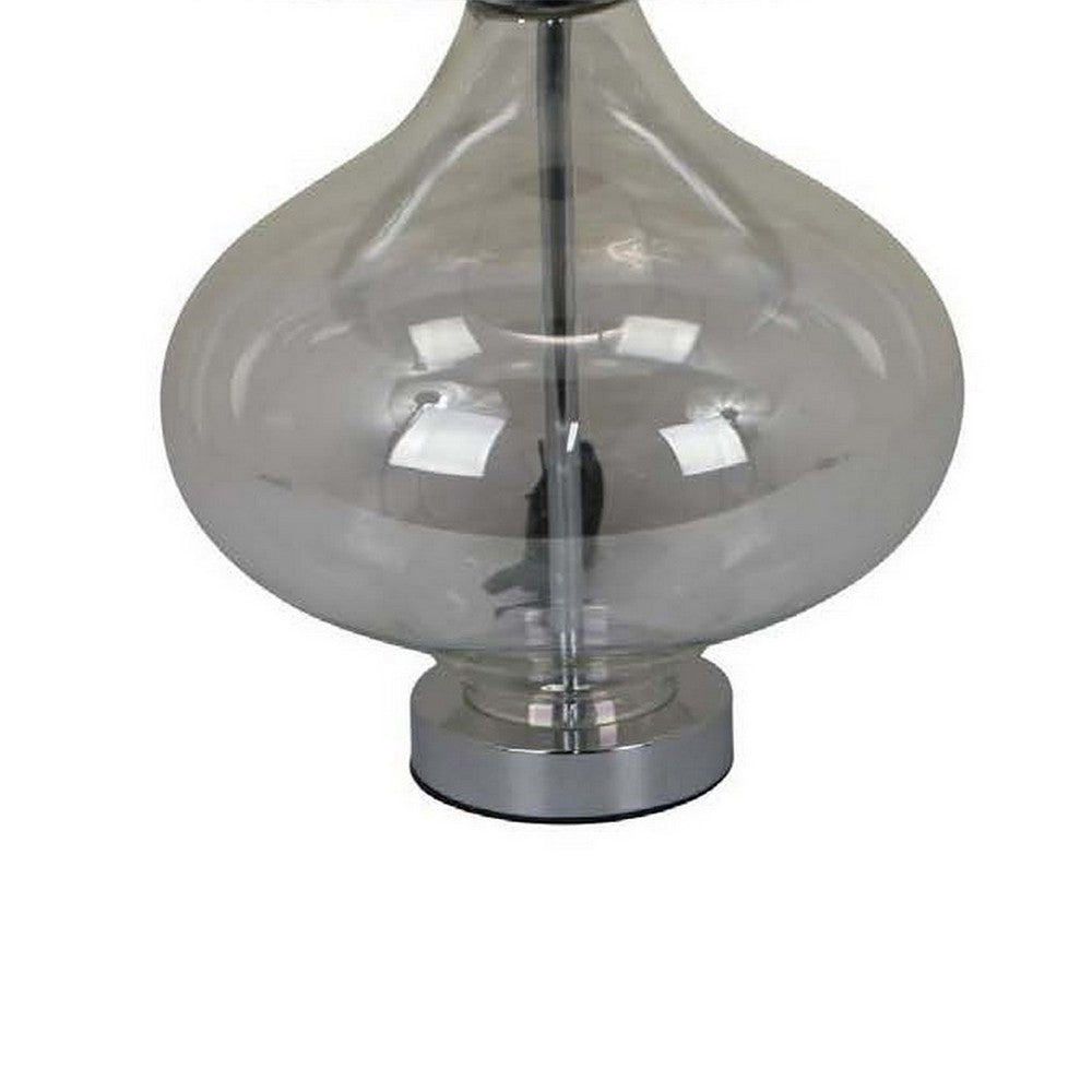 Lilo 24 Inch Table Lamp, Cone Shade, Round Drop Narrow Top, Transparent By Casagear Home