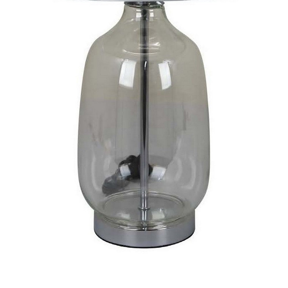 Lilo 24 Inch Table Lamp, Drum Shade, Jar Style Glass Body, Transparent By Casagear Home