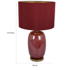 Gia 25 Inch Table Lamp, Drum Shade, Vase Shape Glass Body, Red Finish By Casagear Home