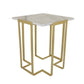 24 Inch Plant Stand, Square White Marble Top, Gold Open Metal Frame By Casagear Home