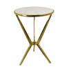 24 Inch Plant Stand Table, Round White Marble Top, Modern Gold Angled Legs By Casagear Home