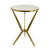 24 Inch Plant Stand Table, Round White Marble Top, Modern Gold Angled Legs By Casagear Home