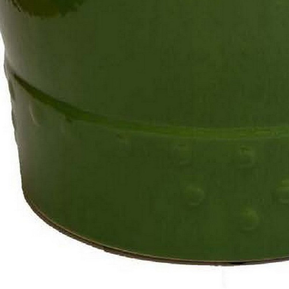 Voge 18 Inch Plant Stand Table, Drum Shape Ceramic Garden Stool,  Green By Casagear Home