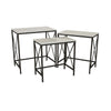 Zoe Plant Stand Table Set of 3, Metal, Rectangular Marble Top, Black Metal By Casagear Home
