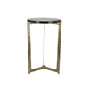 Lune 22 Inch Plant Stand Table, 3 Legged Metal Base, Glass, Gold, Black By Casagear Home