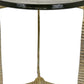 Lune 19 Inch Plant Stand Table, 3 Legged Metal Base, Glass, Gold, Black By Casagear Home