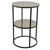 Solly 24 Inch Plant Stand Table with 1 Shelf, Round, Metal, Silver Finish By Casagear Home