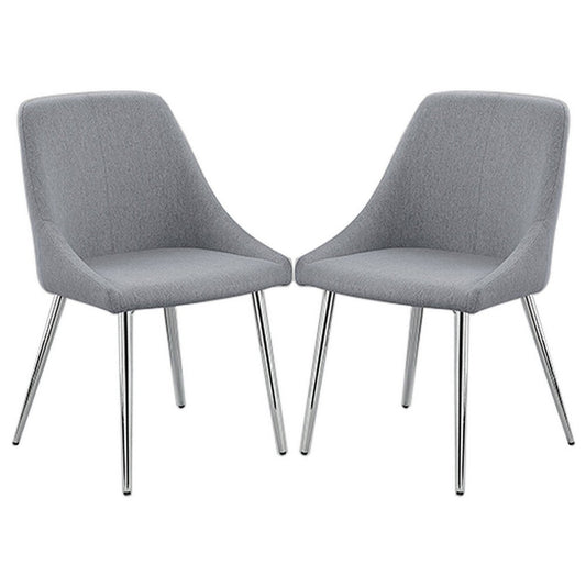 Kian 20 Inch Side Chair Set of 2, Tapered Legs, Gray Fabric Upholstery By Casagear Home