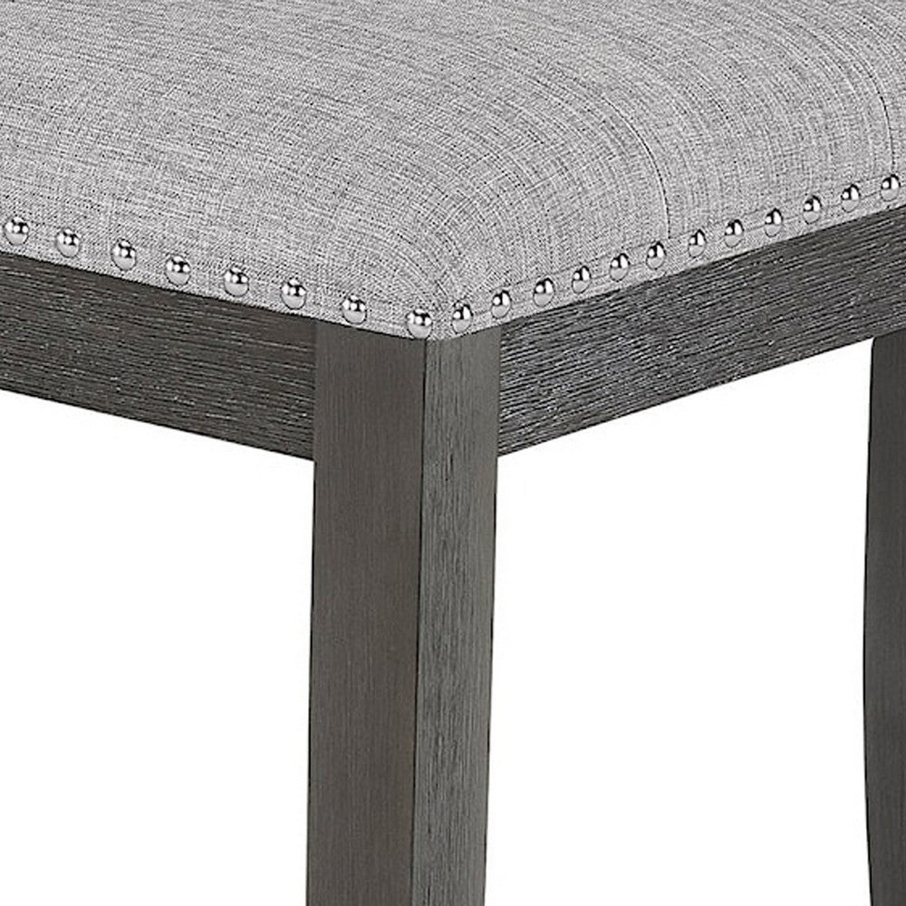 Amber 48 Inch Bench, Fabric Upholstery, Cushioned Wood Frame, Gray  By Casagear Home