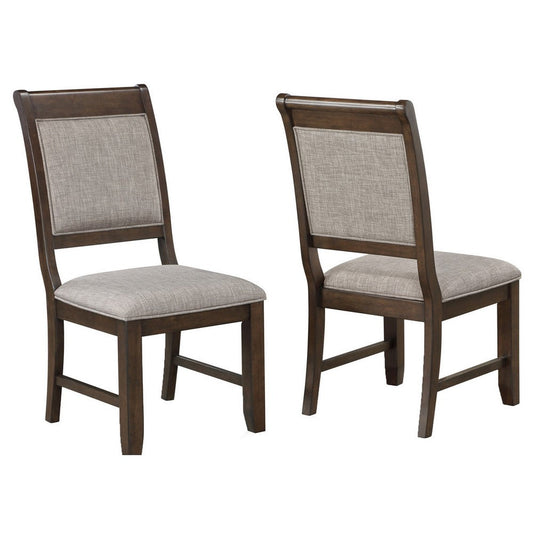 Dylan 20 Inch Side Chair Set of 2, Gray Fabric Upholstery, Brown Wood By Casagear Home