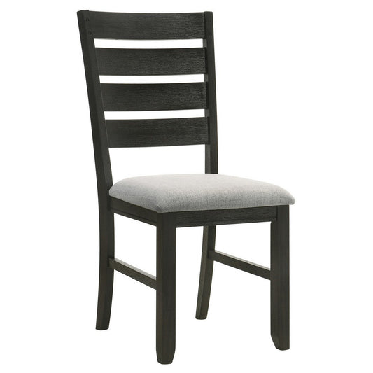 Woodlands 22 Inch Side Chair Set of 2, Soft Gray Fabric Seat, Brown Wood By Casagear Home