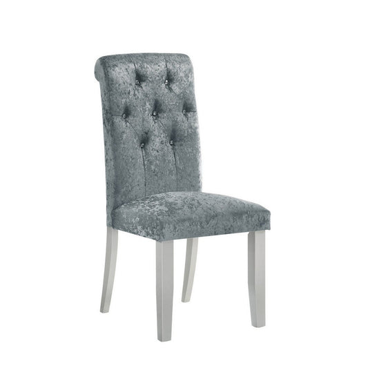 Liam 27 Inch Side Chair Set of 2, Wood, Tufted Gray Fabric Upholstery By Casagear Home
