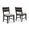 Avenue 34 Inch Side Chair Set of 2, Fabric Upholstery, Wood, Black, Beige  By Casagear Home