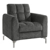 Lupe 35 Inch Chair, Biscuit Tufted, Chrome Legs, Gray Chenille Upholstery By Casagear Home
