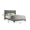 Kail California King Bed, Wingback, Channel Tuft, Light Gray Upholstery By Casagear Home