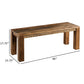 Agon 46 Inch Dining Bench, Mitered Corner, Rough Sawn, Natural Mango Wood By Casagear Home
