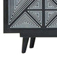 Zaha 56 Inch TV Media Console, 2 Door, Screen Print, Black Mango Wood By Casagear Home