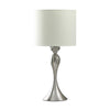 Omi 25 Inch Table Lamp, Drum White Shade, Sleek Modern Brushed Silver Body By Casagear Home