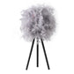 Rio 21 Inch Accent Table Lamp, Gray Feather Shade, Black Metal Tripod Base By Casagear Home