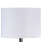 20 Inch Accent Table Lamp, Dual Roe Deer Design, White Drum Shade, Bronze By Casagear Home