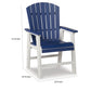 27 Inch Outdoor Dining Armchair Set of 2, Outdoor Slatted, Blue, White By Casagear Home