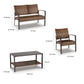 4 Piece Outdoor Loveseat, Chair, Coffee Table Set, Resin Wicker, Brown By Casagear Home