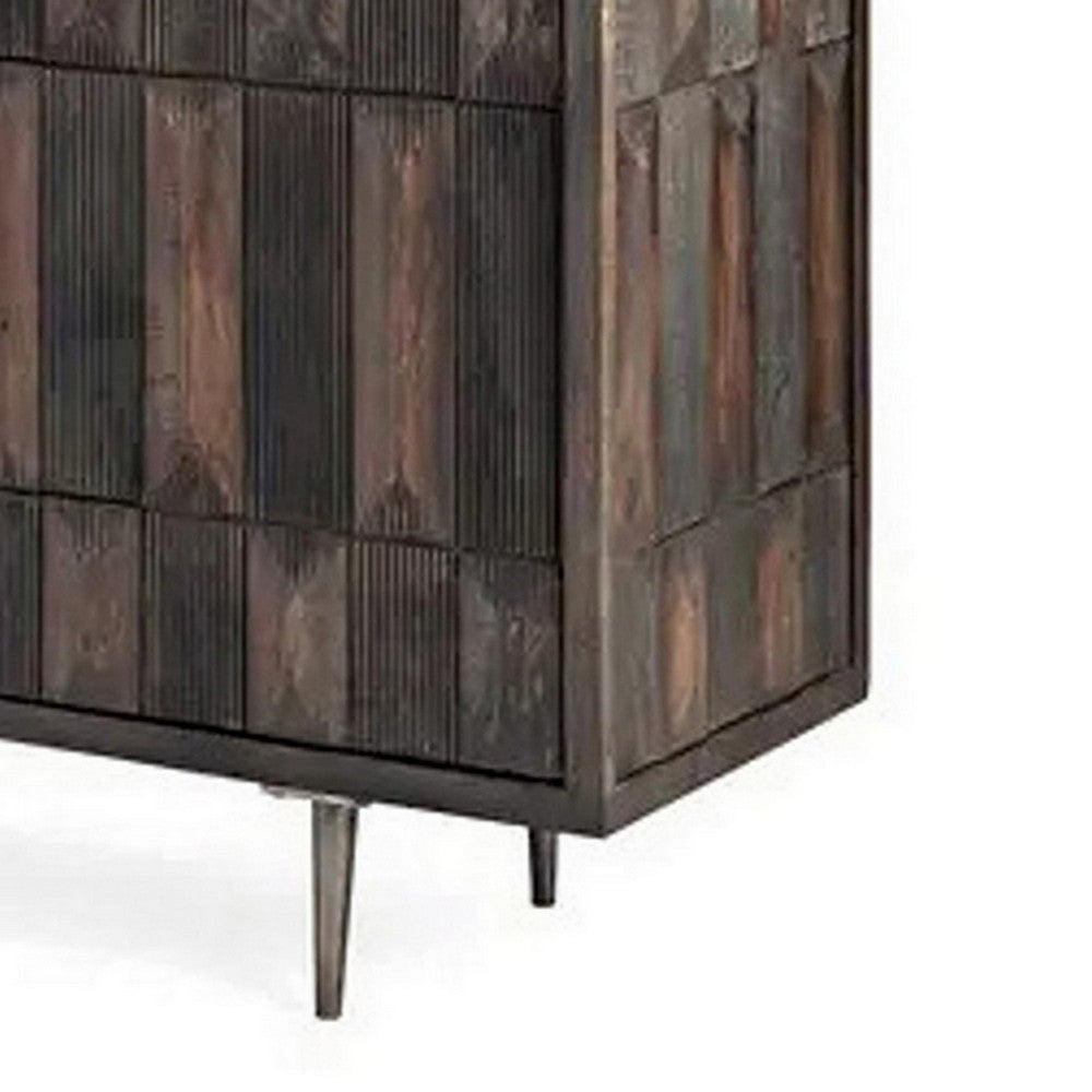 44 Inch Sideboard Cabinet Console with 2 Doors, Rustic Brown Mango Wood By Casagear Home