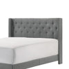 Lih Full Bed, Tufted Headboard, Wood Frame, Fabric, Black Legs, Gray By Casagear Home